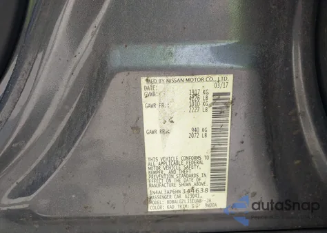 2017 Nissan Altima 2.5 S из США, поврежденный, VIN 1N4AL3AP6HN344638